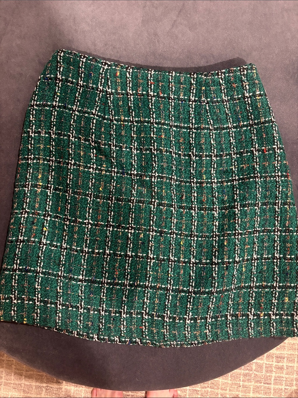 Hutch Green Plaid Tweed Mini Skirt